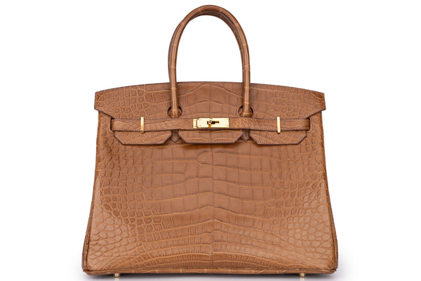 Hermès Birkin 35 Exotic Matte Alligator Gold/Alezan GHW