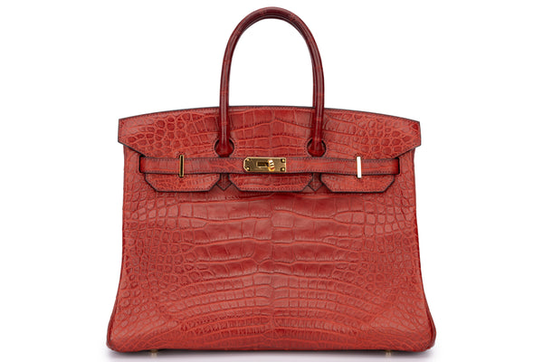 Hermès Birkin 35 Exotic Matte Alligator Rouge GHW