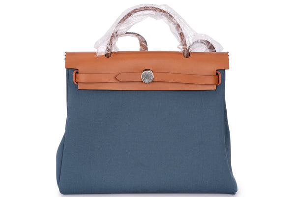 Hermès Herbag Zip 31 Military Canvas Malta Blue  PHW