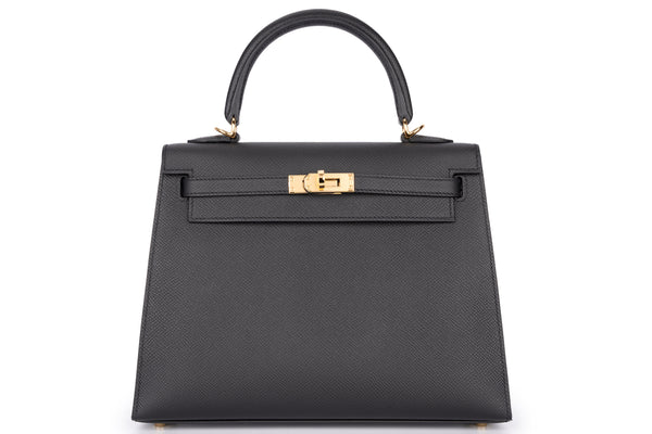 Hermès Kelly 25 Sellier Epsom Veau Noir GHW