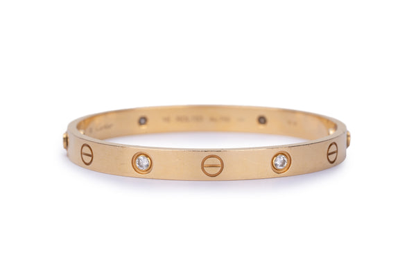 Cartier Love 4 Diamonds Bracelet Yellow Gold 16