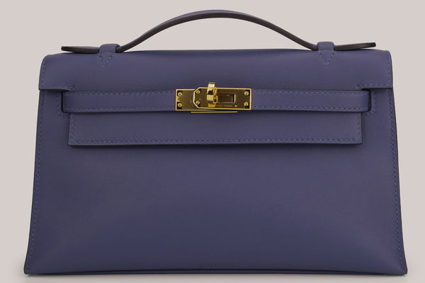 Hermès Mini Kelly Pochette Swift Blue Nuit GHW