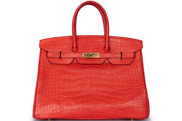 Hermès Birkin 35 Exotic Matte Alligator Geranium GHW