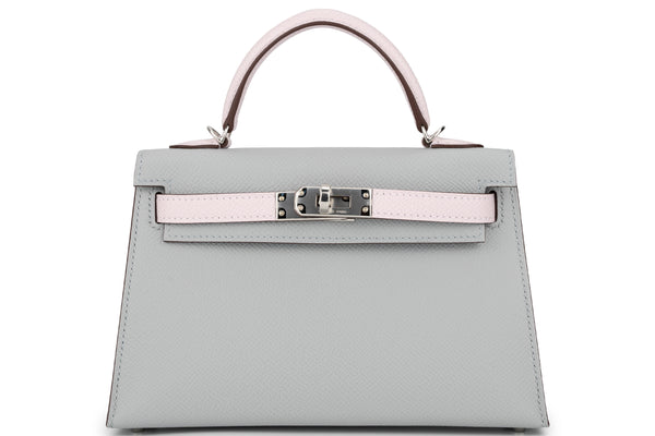 Hermès Mini Kelly Hss Epsom Gris Mouette/Mauve Pale PBHW