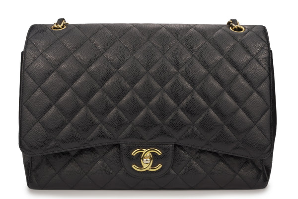 Chanel Maxi Classic Flap Caviar Black Champagne GHW