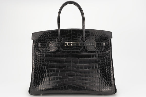 Hermès Birkin 35 Exotic Croc Lisse Black Noir PHW