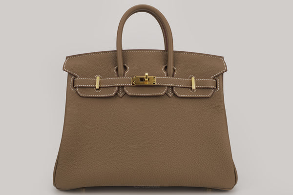 Hermès Birkin 25 Retourne Togo Etoupe GHW B-Stamp