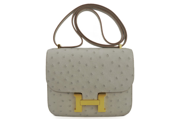 Hermès Constance 18 Exotic Ostrich Gris Perle GHW