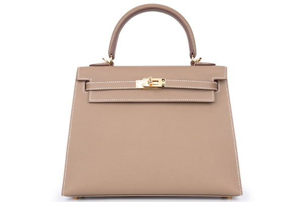 Hermès Kelly 25 Etoupe Epsom Sellier Gold Hardware