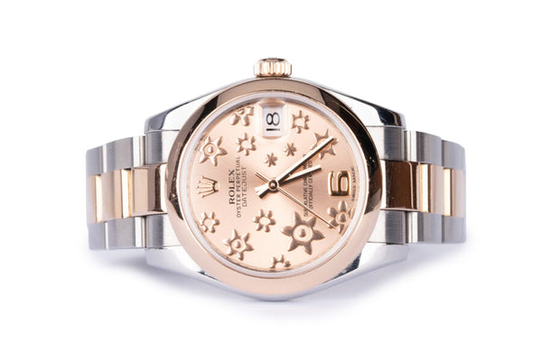 Rolex Date Just 31mm Rose Gold/ Steel Pink Floral 2014 Ref 178241