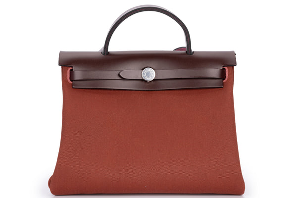 Hermès Herbag Zip 31 Tasche Retourne H Rouge  PHW