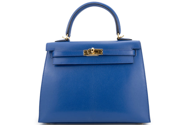 Hermès Kelly 25 Sellier Chamkila Chevre Bleu Royal GHW