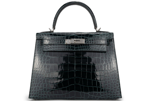 Hermès Kelly 28 Exotic Lisse Alligator Vert Cypress PHW