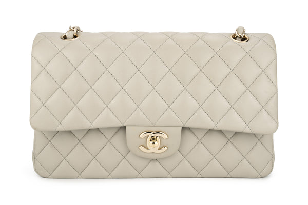 Chanel Med Classic Flap Lambskin Grey GHW