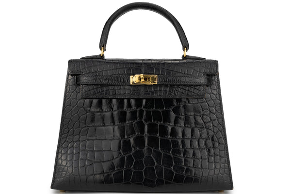 Hermès Kelly 25 Exotic Alligator Black GHW