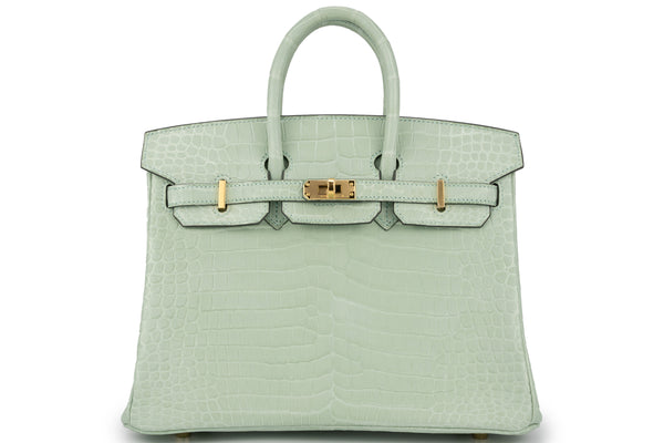 Hermès Birkin 25 Exotic Crocodile porosus Vert Deau GHW