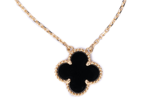 Van Cleef And Arpels Alhambra Vintage Pendant Onyx Yellow Gold 2024