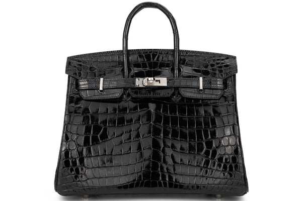 Hermès Birkin 25 Exotic Croc Black PHW