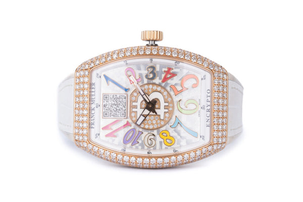 Franck Muller Bitcoin Female 38mm Alligator Strap Diamond Bezel Ref- v38scatbtc