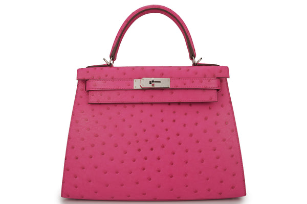 Hermès Kelly 28 Exotic Ostrich Rose Tyrien PHW