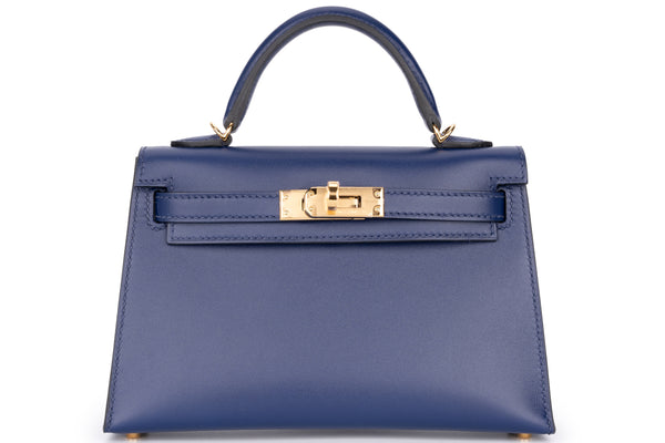 Hermès Mini Kelly Tadelakt Blue Saphire GHW