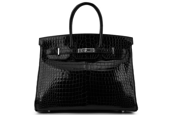 Hermès Birkin 35 	Exotic	Lisse Porosus	Noir	GHW