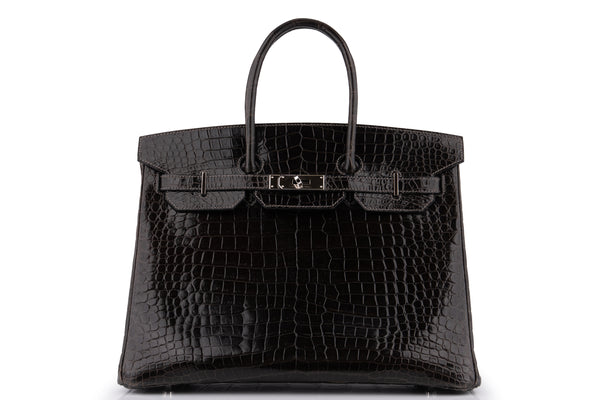 Hermès Birkin 35 		Crocodile Porosus 	Noir	PHW