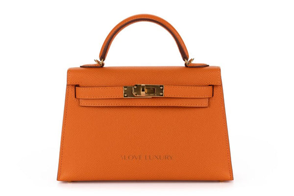 Hermès Mini Kelly Orange Epsom Gold Hardware