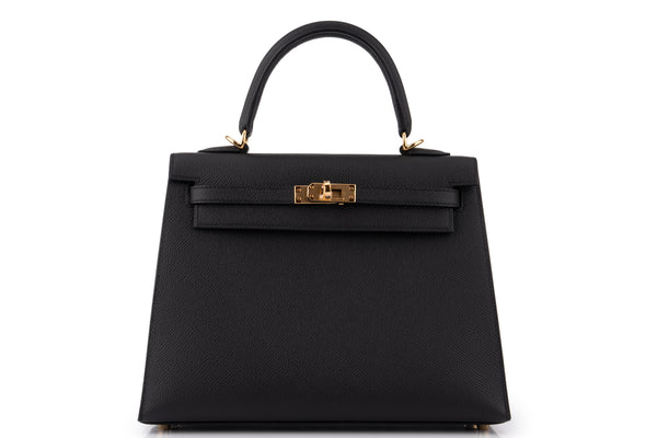 Hermès Kelly 25	Epsom 	Noir	GHW