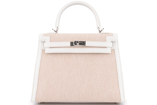 Hermès Kelly 25		Toile/Swift 	Ecru/New White	PHW