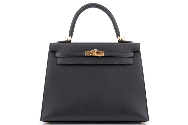 Hermès Kelly 25	Veau Madame	Noir/Blue Sapphire GHW