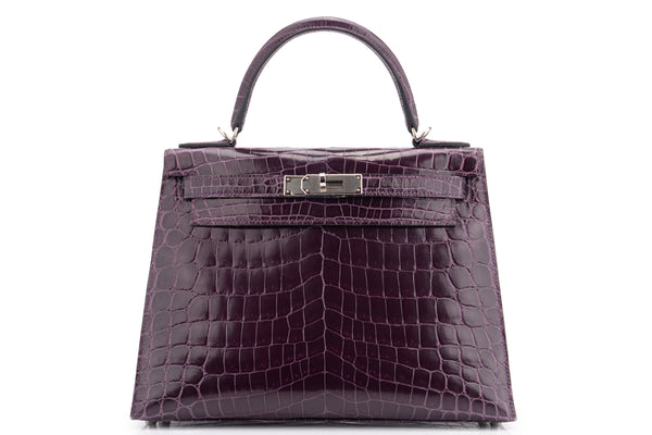 Hermès Kelly 28		Alligator 	Cassis	PHW