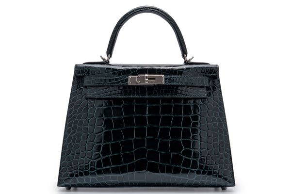 Hermès Kelly 28 Alligator Vert Cypres PHW