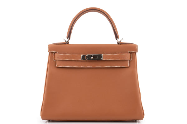 Hermès Kelly 28 Evercolor Gold/Rose Azalee PHW