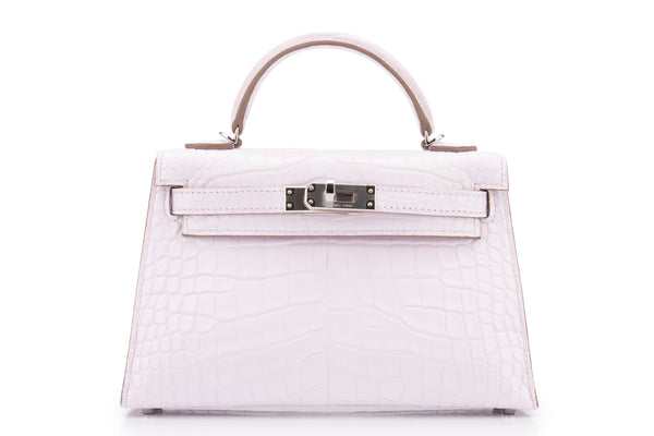 Hermès Mini Kelly		Alligator 	Mississippiensis Boreal Satin Mauve Pale	PHW