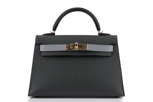 Hermès Mini Kelly		Epsom	Mangrove/Gris Pantin/Noir 	PBHW