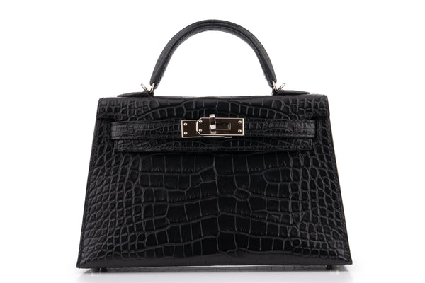 Hermès Mini Kelly			Matt Alligator 	Noir	GHW