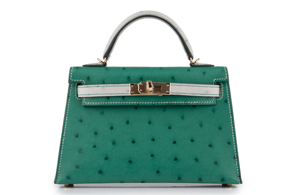 Hermès Mini Kelly		Ostrich	Vert Vertigo / Gris Perle	GHW