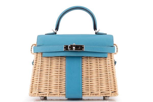 Hermès Mini Kelly Picnic Blue Du Nord	PHW